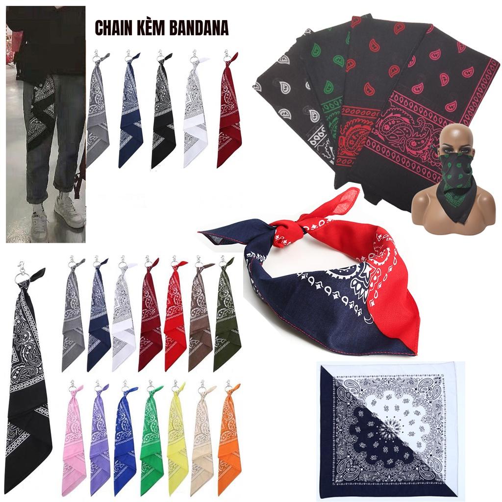 Khăn bandana tặng Móc Chain khuyên tròn cá tính (theo lựa chọn) (54x54cm)