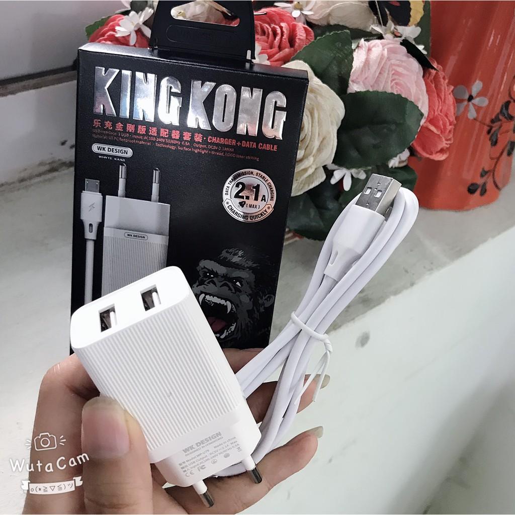 Bộ sạc nhanh KING KONG 2 cổng sạc USB dành cho samsung, iphone, tye c - Hàng chính hãng