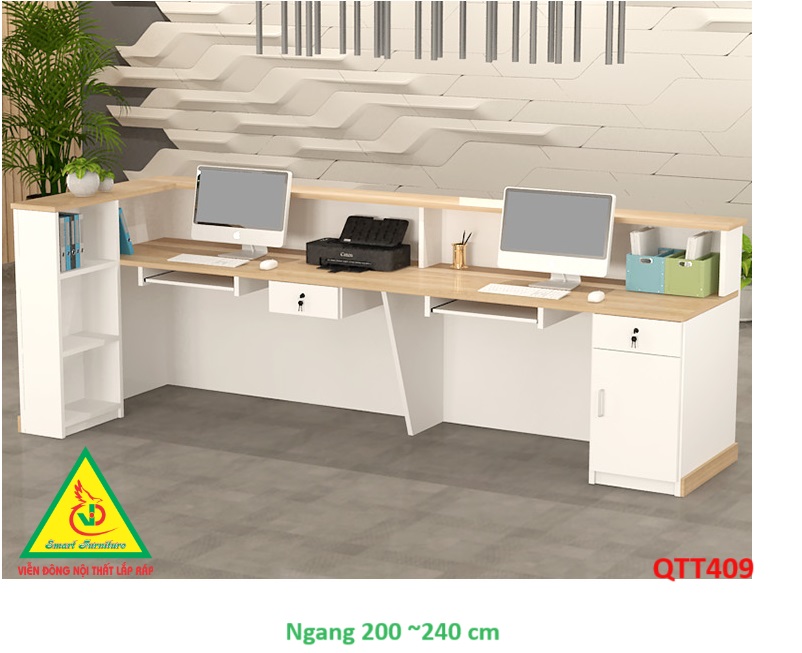 QUẦY LỄ TÂN, QUẦY TIẾP TÂN, QUẦY TÍNH TIỀN, QUẦY THU NGÂN QTT409 - Nội thất lắp ráp Viễn Đông Adv