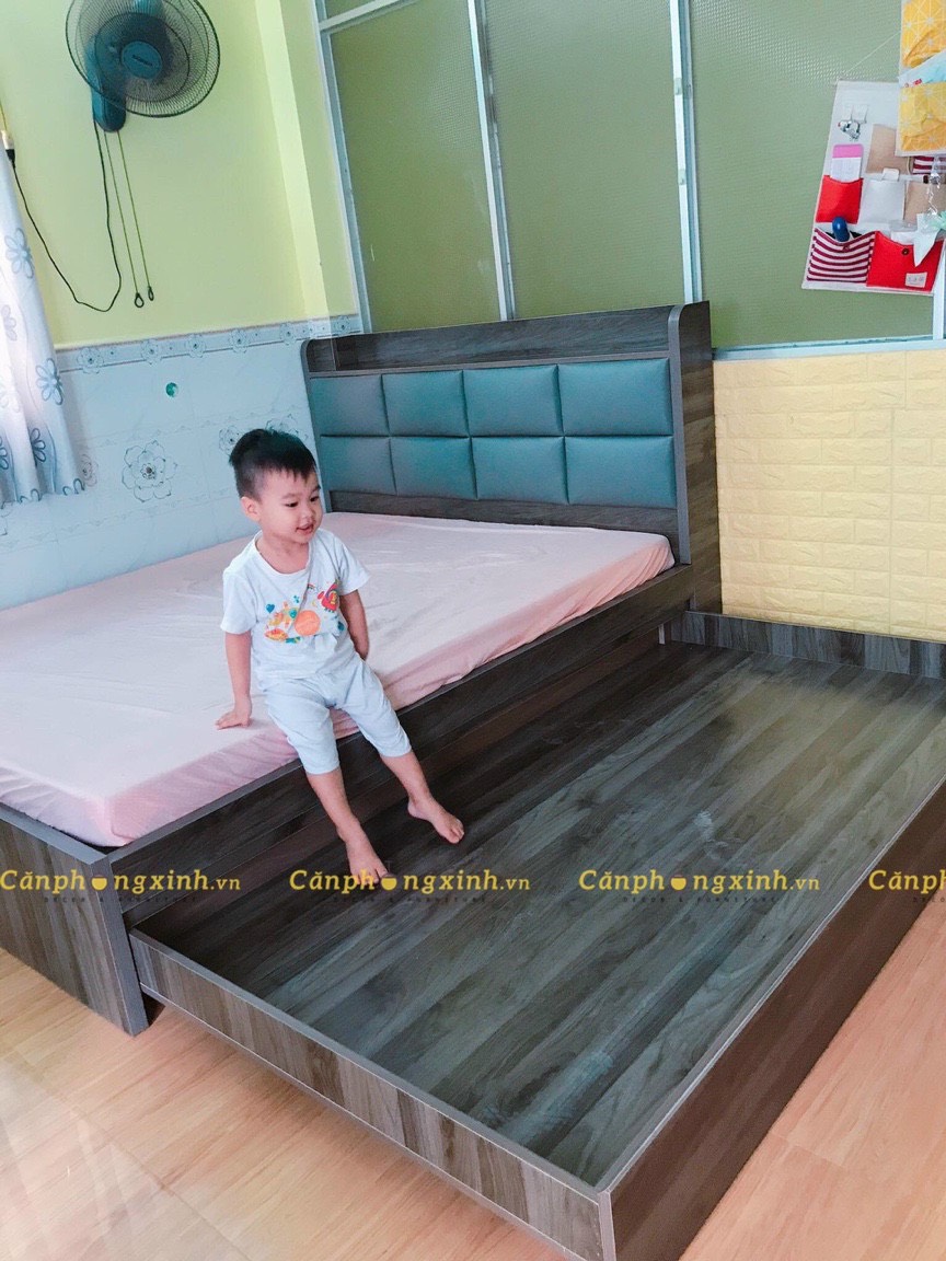 Giường ngủ kéo 2 tầng thông minh, gỗ MDF CPX-G33