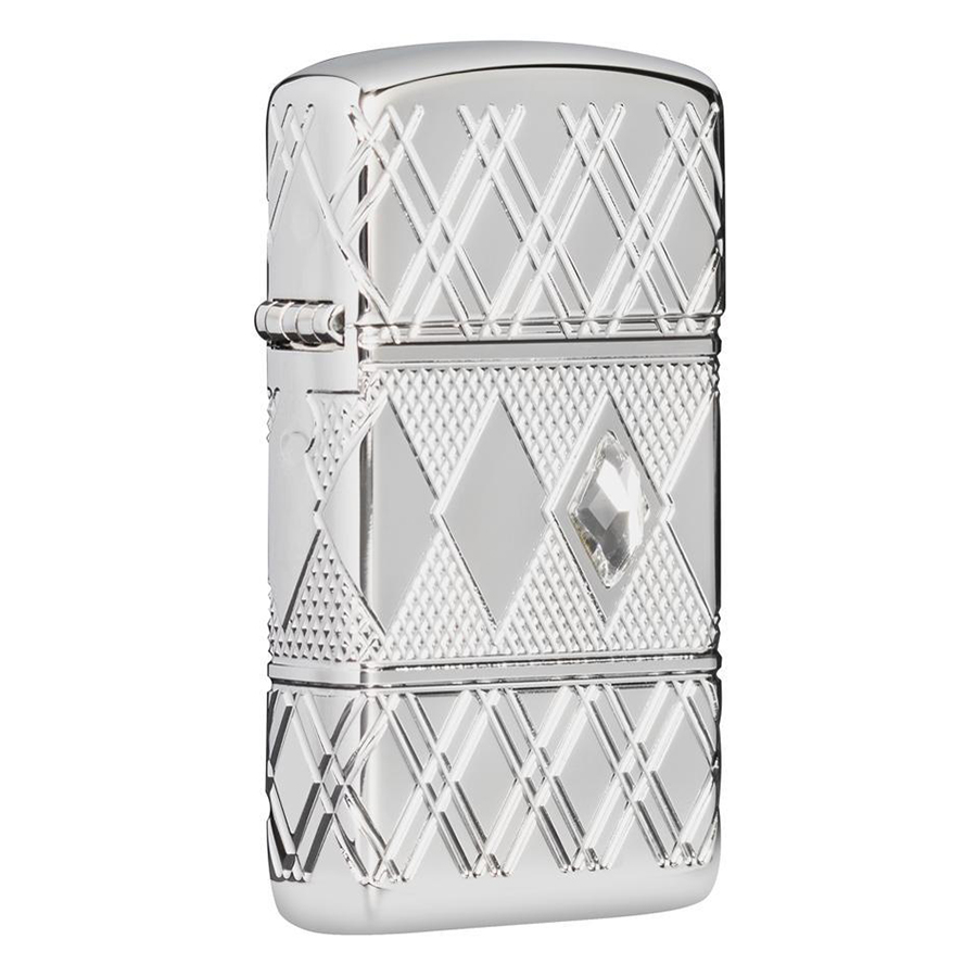 Bật Lửa Zippo 49052 – Zippo Slim Armor Diamond Pattern Design High Polish Chrome