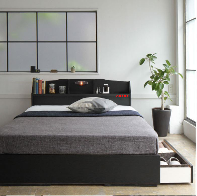 Giường ngủ Cao Cấp HMR lõi xanh chống ẩm OHAHA 001 chuẩn Nhật  - Black Bed