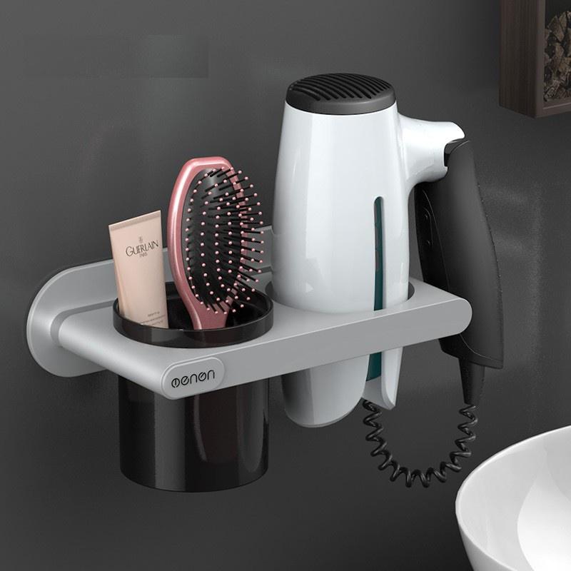 Giá Để Máy Sấy Tóc, Kệ Treo Máy Sấy Kèm Cốc Đựng Đồ Tiện Ich