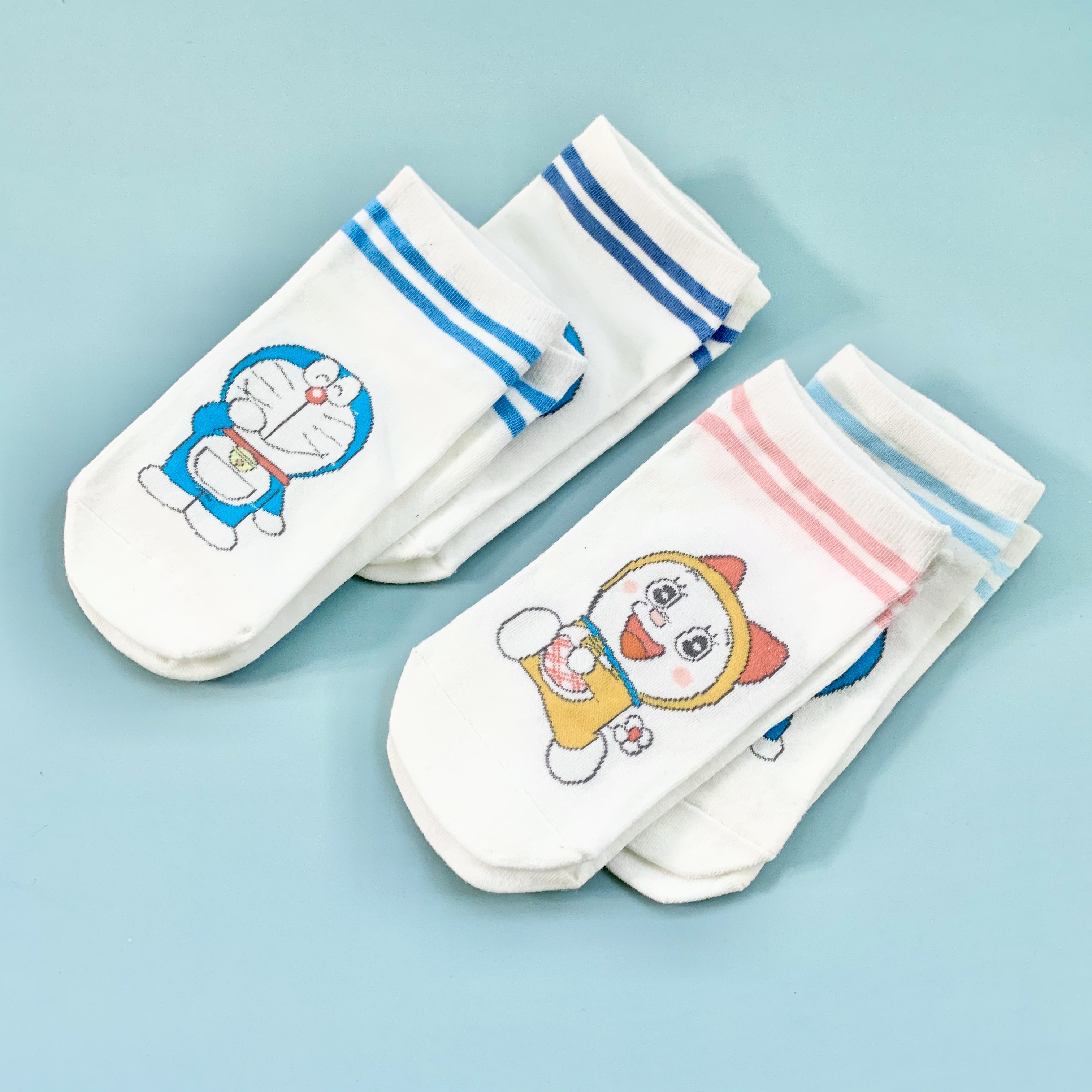 Set hộp 4 đôi tất nữ NICESOKS chất liệu cotton cao cấp, ngắn cổ thể thao, họa tiết Doraemon - NS5008FS - hàng chính hãng