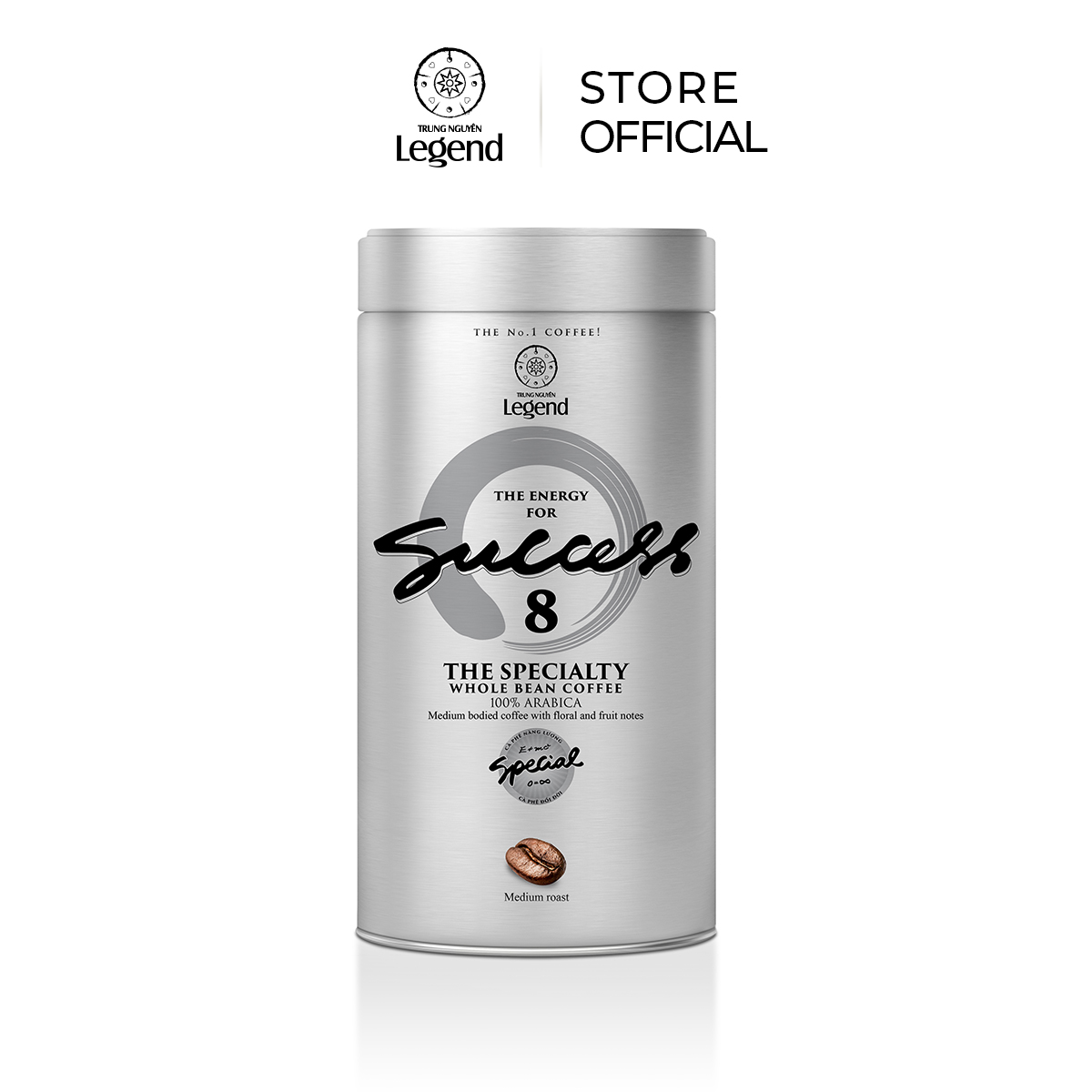 Cà Phê Hạt Mộc Trung Nguyên Legend Success 8 – Lon 340g – 100% Arabica, Hương Hoa Trái Cây Tươi