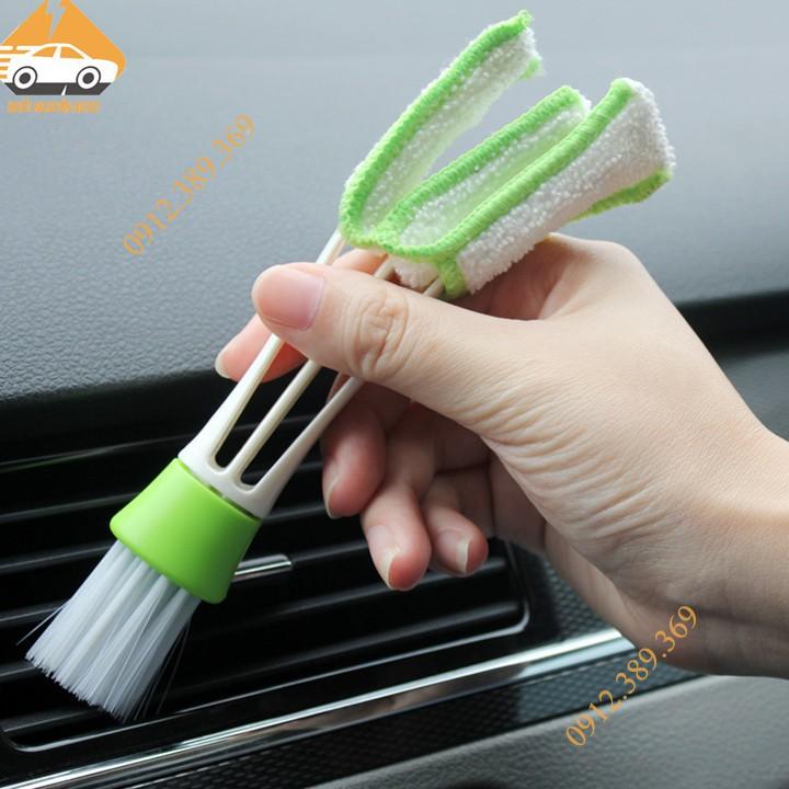 Chổi 2 Đầu Vệ Sinh Cửa Gió Điều Hòa Xe Hơi, Vệ Sinh Bàn Phím Mặt Taplo Ô Tô