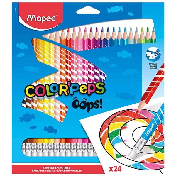 Hộp Bút Chì 24 Màu Đầu Gôm Oops Maped 832824