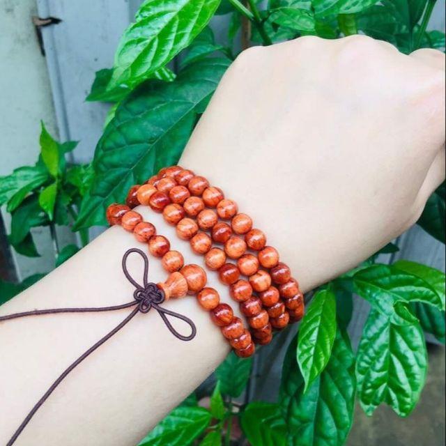 Vòng tràng hạt tròn 8 ly gỗ huyết long - 108 hạt