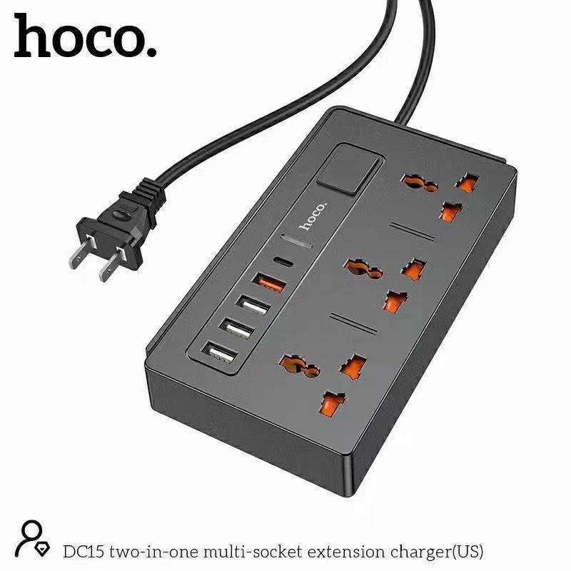 Ổ Cắm Điện Đa Năng Hoco DC15 - Sạc nhanh PD18W, QC18W Hỗ Trợ Cổng Type-C, AC &amp; 4 Cổng USB Tiện Dụng - Hàng Chính Hãng