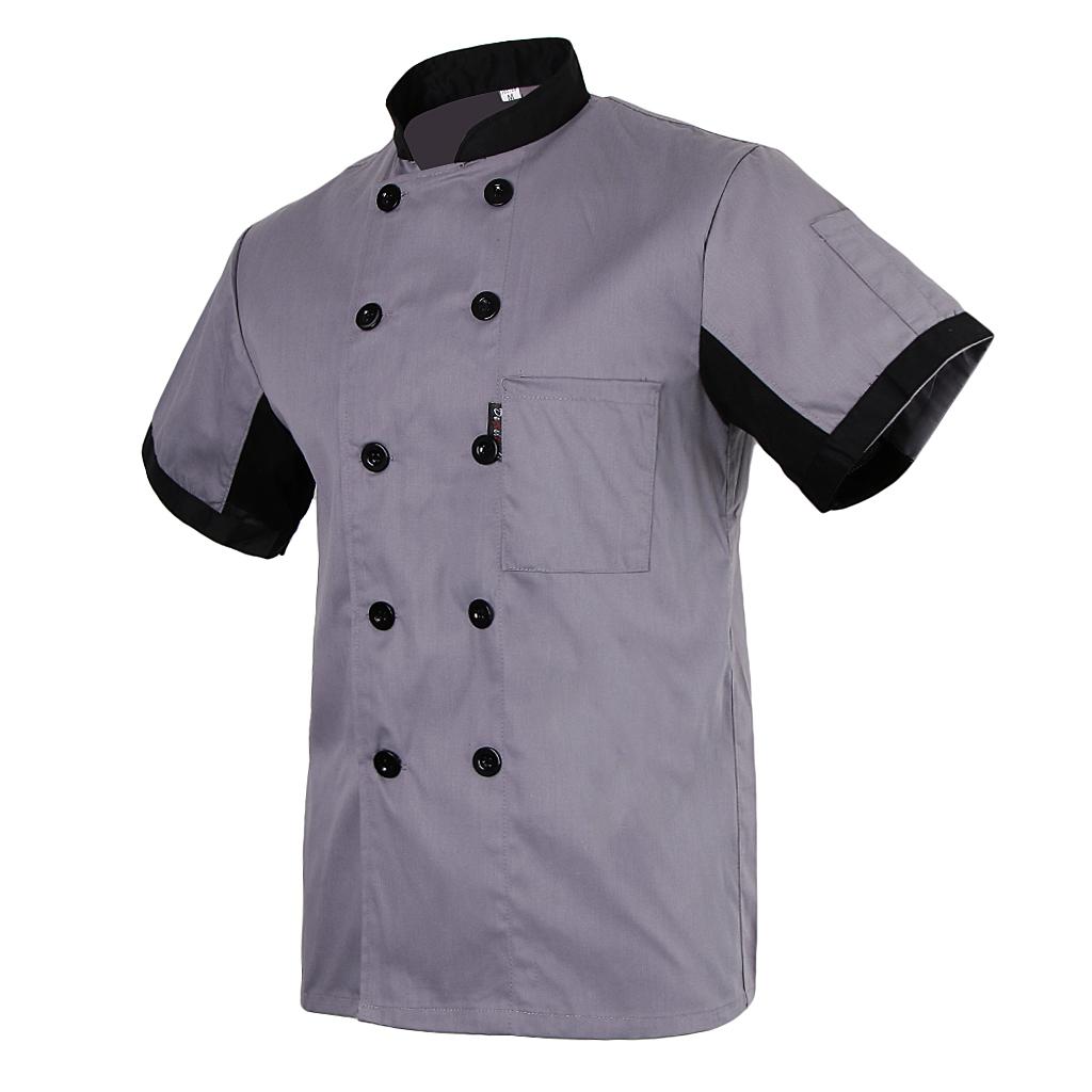 Short Mesh Sleeves Chef Jacket Coat Kitchen Bakery Uniform for Women Men