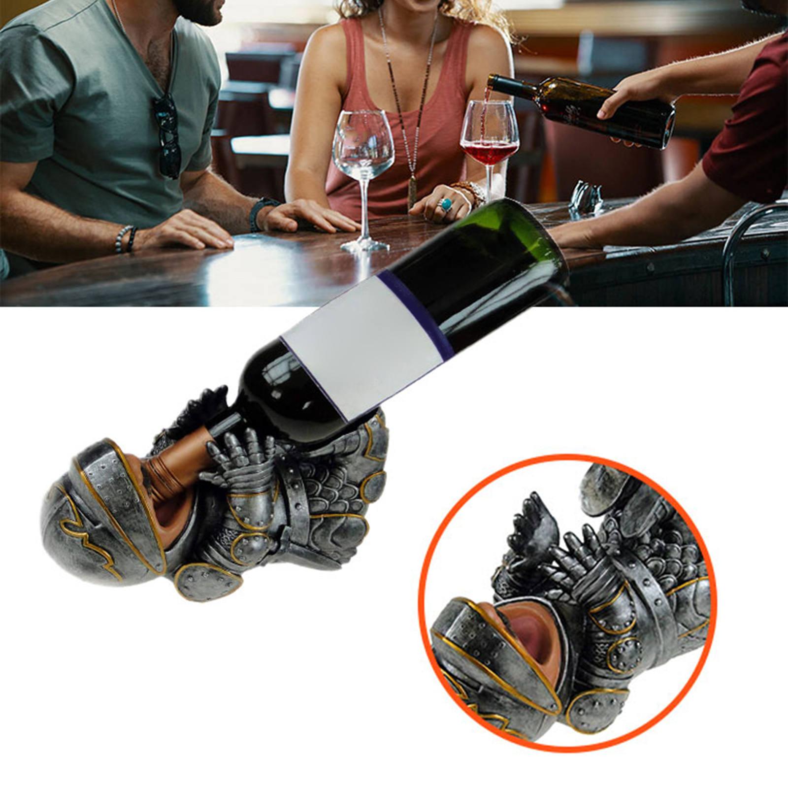 Cute Knight Wine Bottle Holder Statue Collection Resin Wine Rack Bottle Holder for Home Office Decor