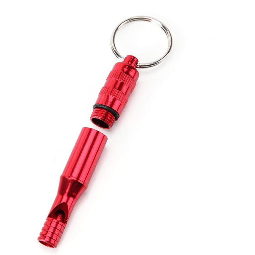 5pcs Aluminum Alloy Emergency Safety Whistle with Waterproof Compartment & Key Ring for Outdoor Hiking Travel Camping Boating