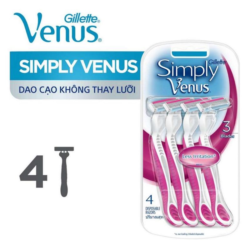 Dao Cạo Nữ Simply Venus  Gillette Bộ 4 Cây