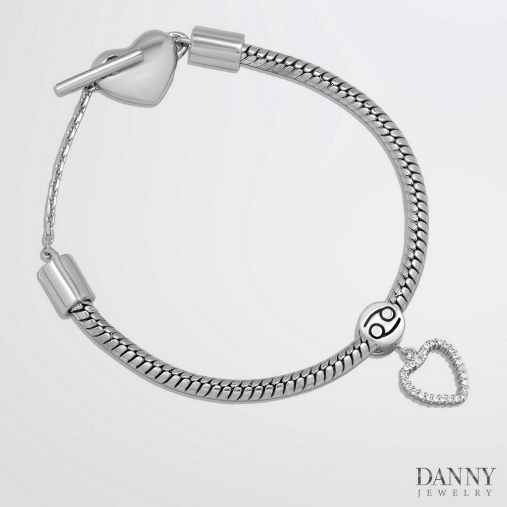 Charm Bạc 925 Danny Jewelry Cung Hoàng Đạo & Hình Trái Tim Đính Đá CZ PK018S Xi Rhodium