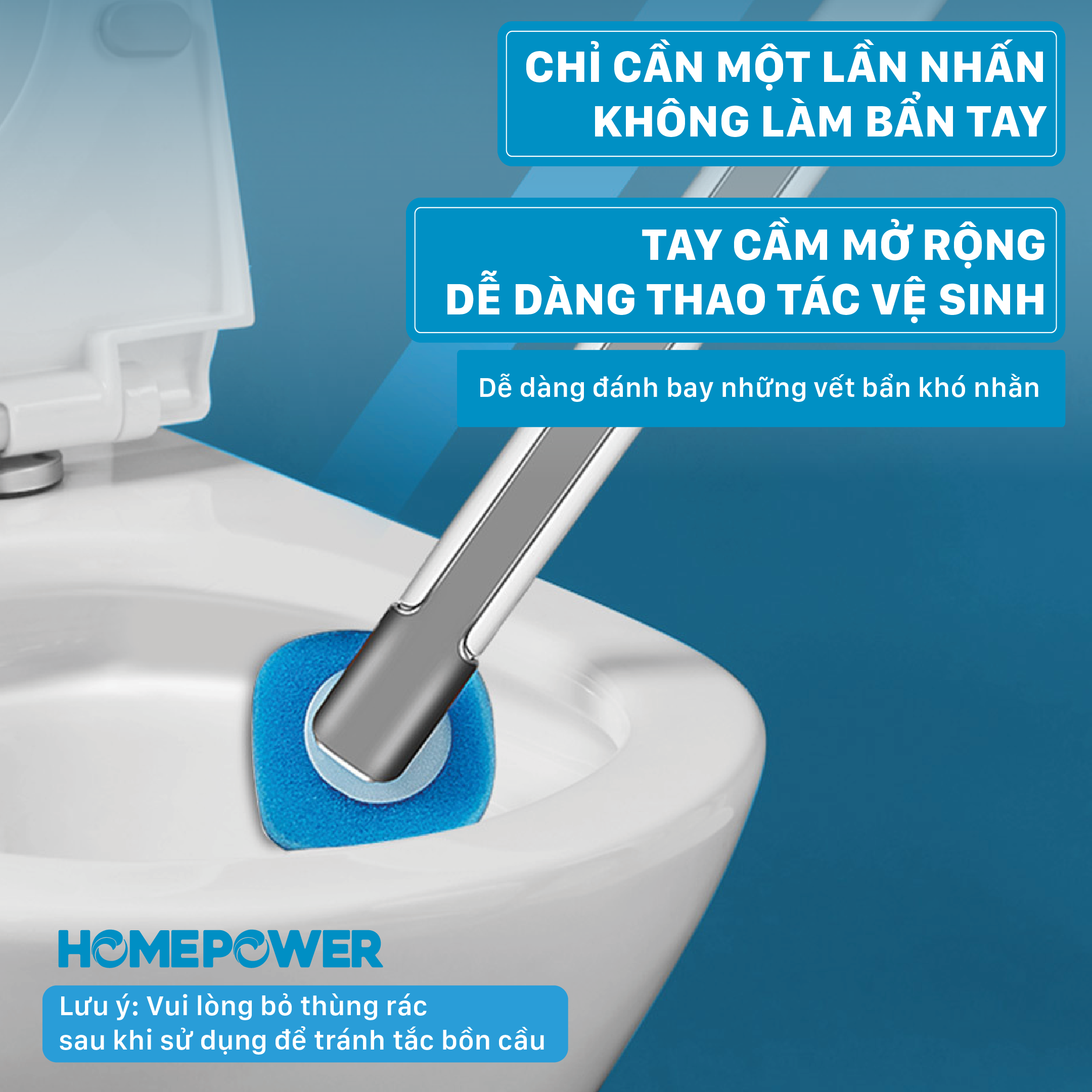 Chổi Cọ Nhà Vệ Sinh, Bồn Cầu Dùng 1 Lần Treo Tường Tiện Lợi Homepower TP-01