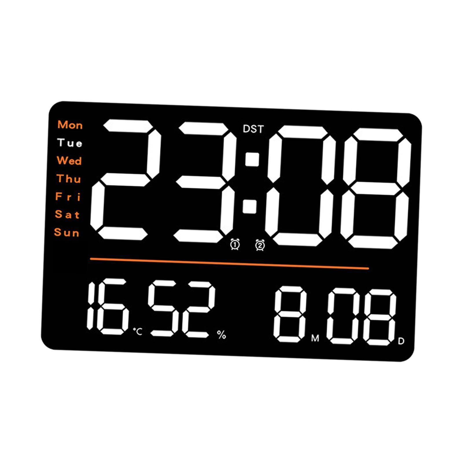 Digital Wall Clock Large Display Big Clock Wall Decor Decorations Rectangle Alarm Clock with Date LED Wall Clock for Bedroom