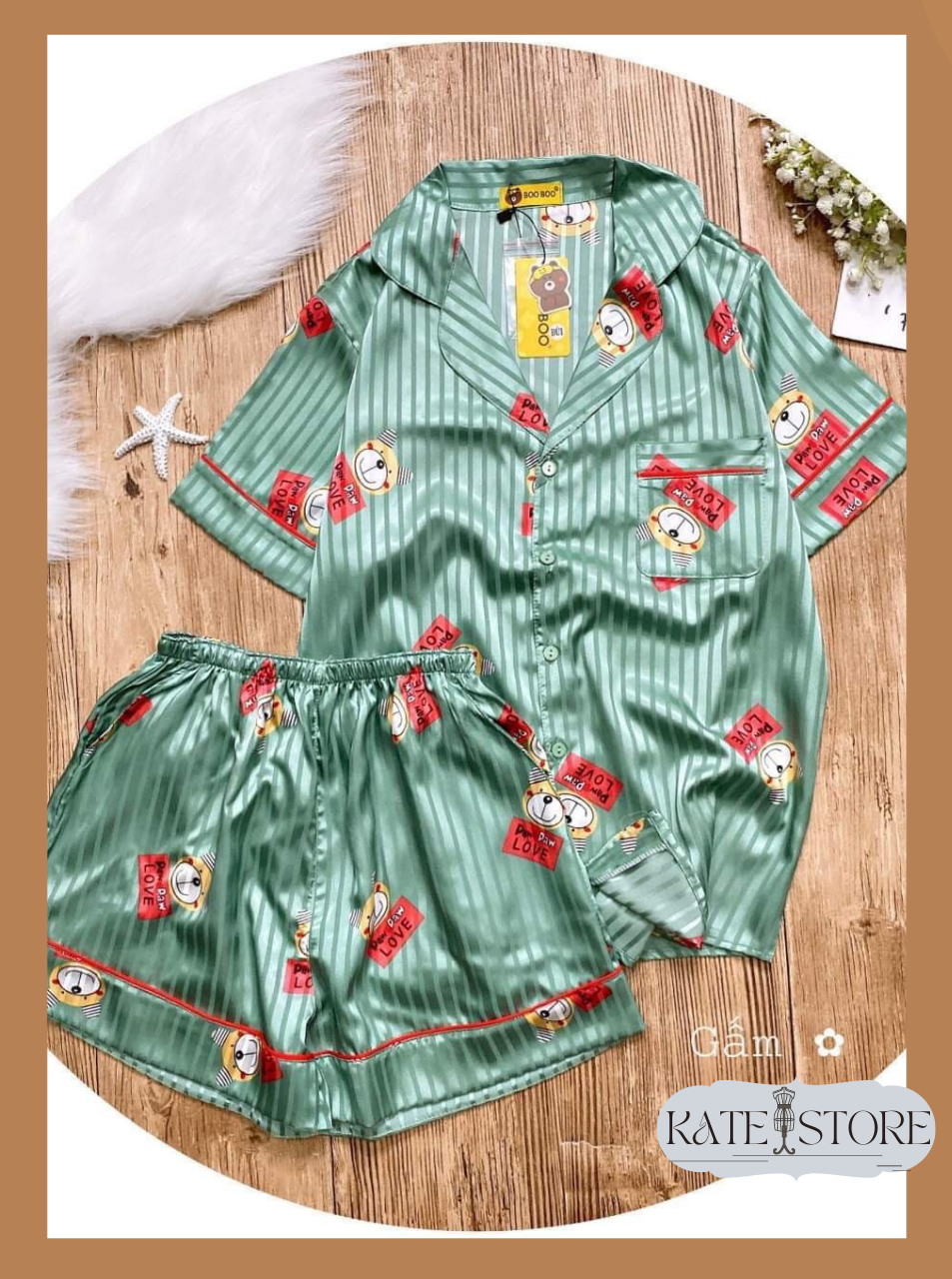 PIJAMA ĐỒ BỘ ĐỒ NGỦ MẶC NHÀ NỮ, CHẤT LIỆU GẤM HÀN CAO CẤP MỀM MỊN MÁT ÍT NHĂN, HỌA TIẾT XINH YÊU DỄ THƯƠNG, BỘ ĐÙI