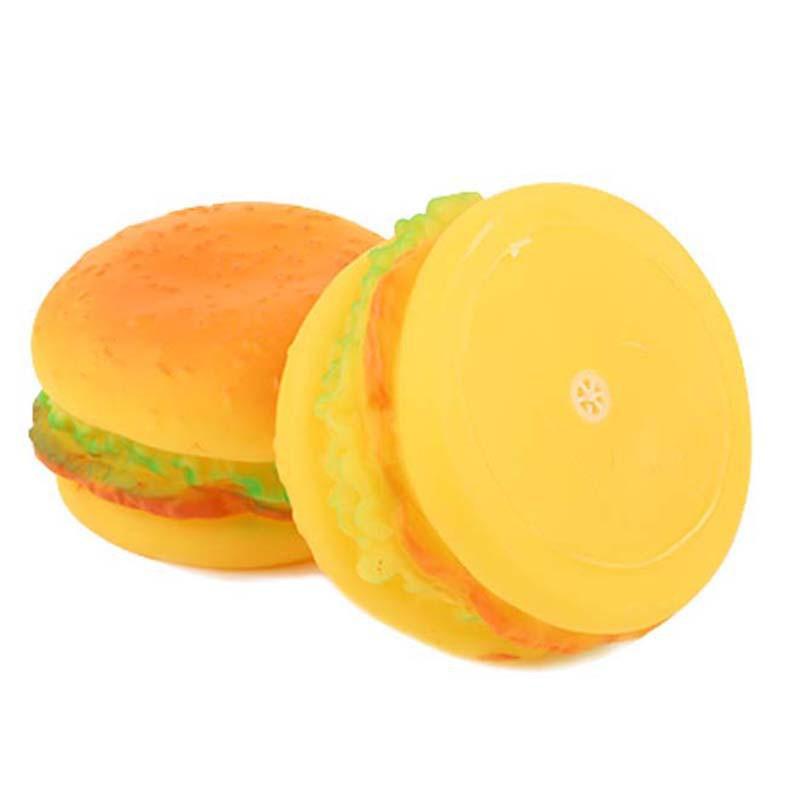 Đồ chơi cho chó mèo cao su hình bánh Hamburger phát ra tiếng cho chó gặm