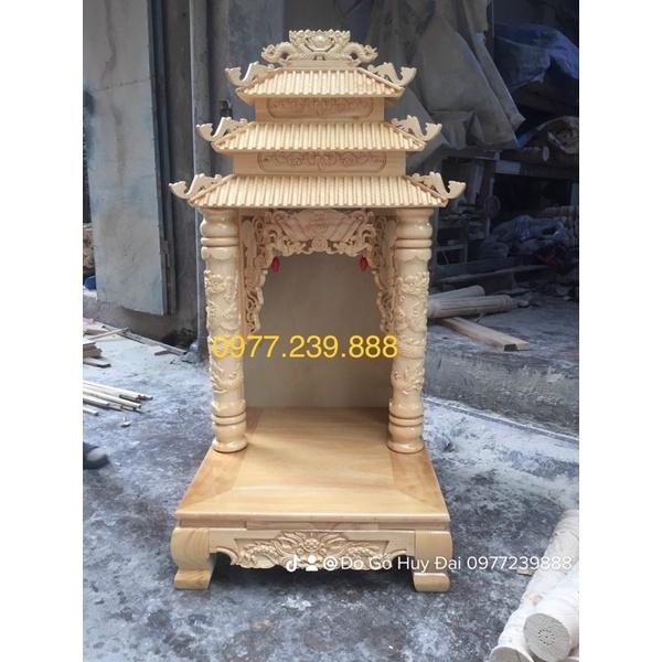 Bàn thờ thần tài gỗ pơmu 48cm màu vàng nhạt