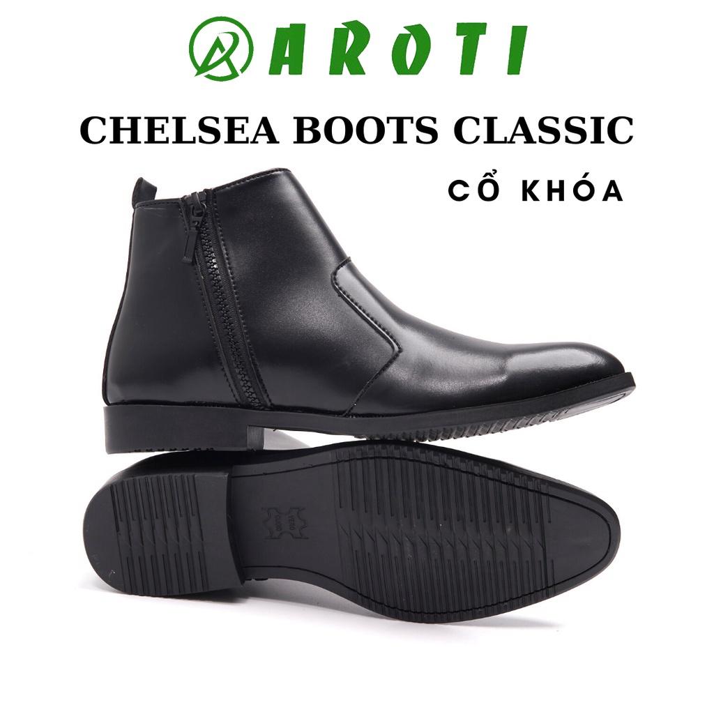 Giày Chelsea Boots Classic cổ khóa, đế khâu chắc chắn-CB521 NHÁM