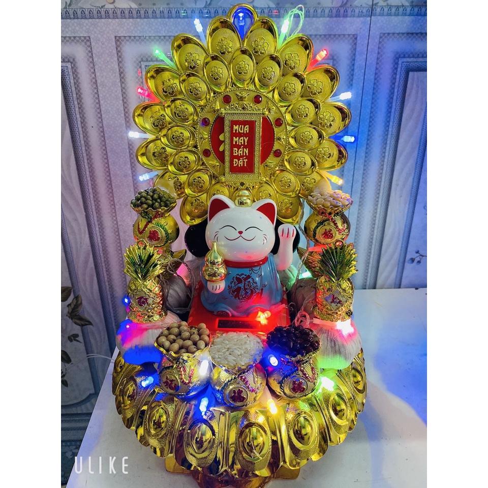 Tháp ngọc thực - Mèo thần tài led đế sen - tháp thần tài 2022