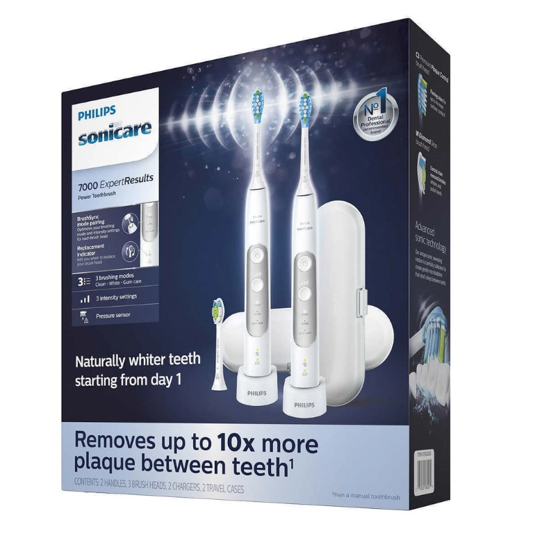 Bộ Đôi Bàn Chải Đánh Răng Điện Philips Sonicare 7000 ExpertResults | Chuẩn USA