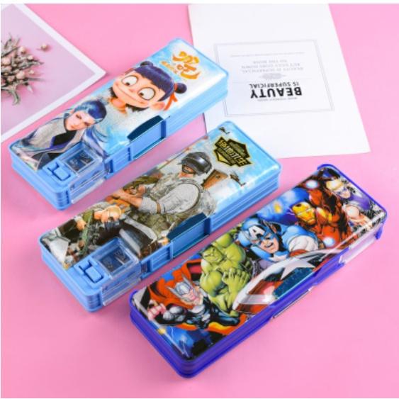 Hộp đựng bút nhựa 2 mặt kèm gọt chì