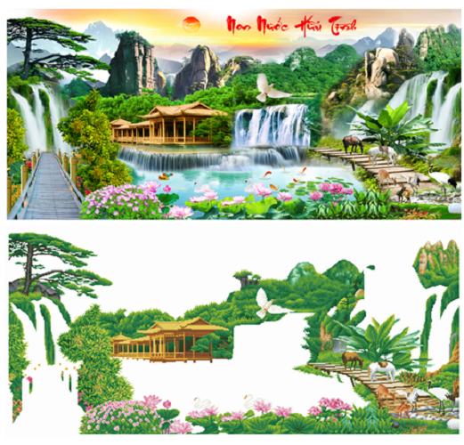 Tranh đính đá non nước hữu tình VS172 - 160 x 80 cm - chưa đính