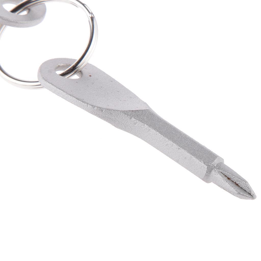 Silver 2 Keys Stainless Steel Screwdriver Keychain Outdoor Sport Pocket Tool