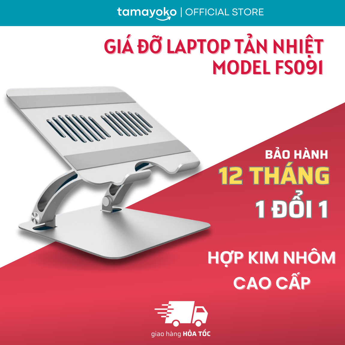 Giá Đỡ Máy Tính, Laptop Máy Tính Bảng Chất Liệu Hợp Kim Nhôm Cao Cấp Hỗ Trợ Tản Nhiệt Chống Mỏi Cổ, Vai, Gáy. Hàng Chính Hãng Tamayoko