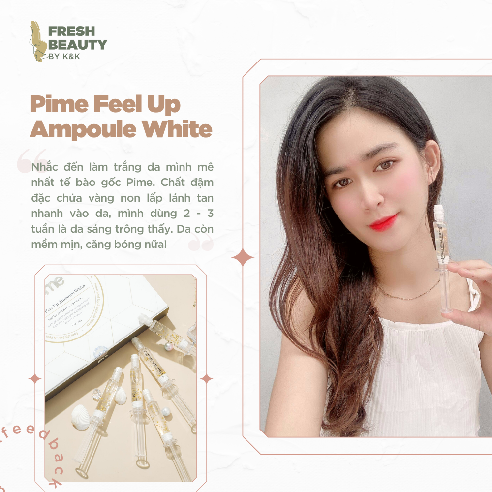 Tế bào gốc vàng trắng Pime Feel Up Ampoule White 5ml hỗ trợ giảm nám, tàn nhang, dưỡng trắng 