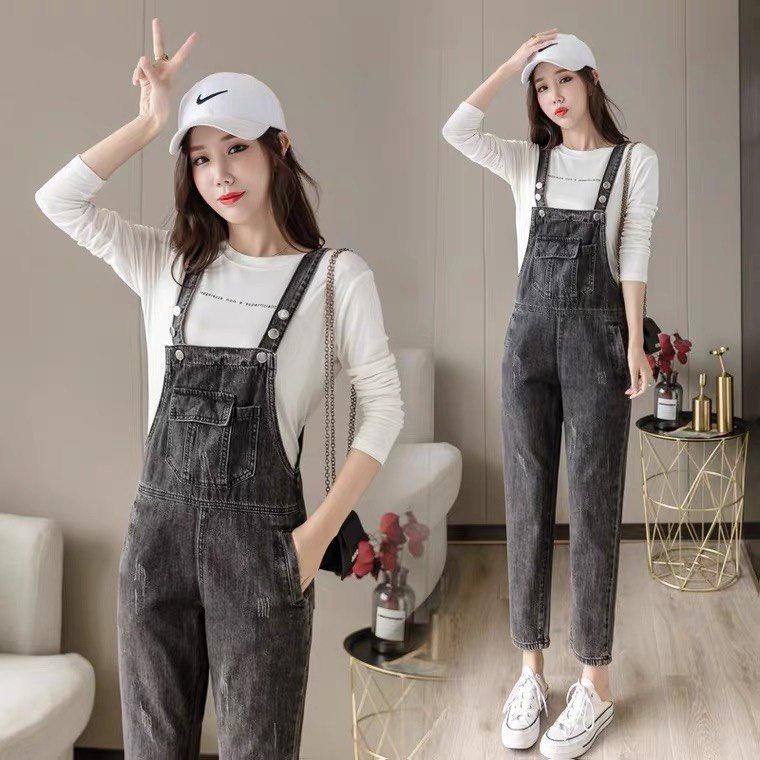 Yếm jean dài nữ phối nơ- yếm bò ulzzang phong cách hàn quốc cao cấp BEN Shop0807 htb7