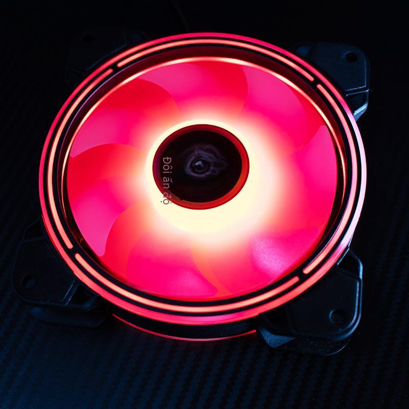 Đèn đảm bảo chất lượng quạt case máy tính thế hệ thứ hai 12cm tản nhiệt không ồn RGB đổi màu AURA đồng bộ đèn LED khẩu độ tốt hai mặt