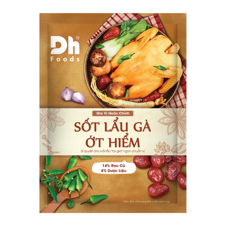 Sốt Lẩu Gà Ớt Hiểm Dh Foods 200gr - gia vị lẩu nêm sẵn chứa 22% rau củ tươi và dược liệu