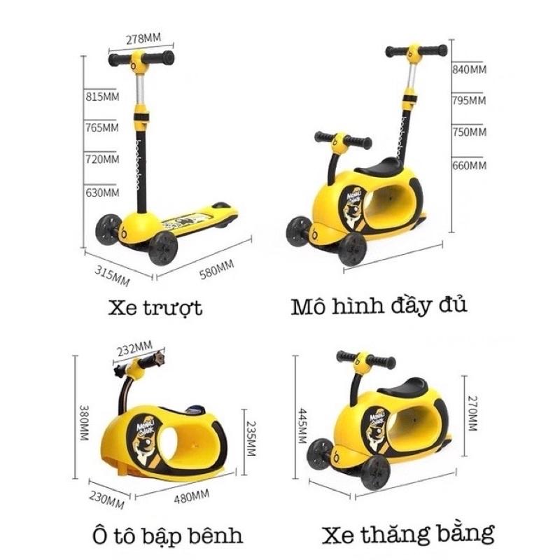 Xe Scooter cho bé 3 in 1 MONALISHARK cao cấp dành cho Bé