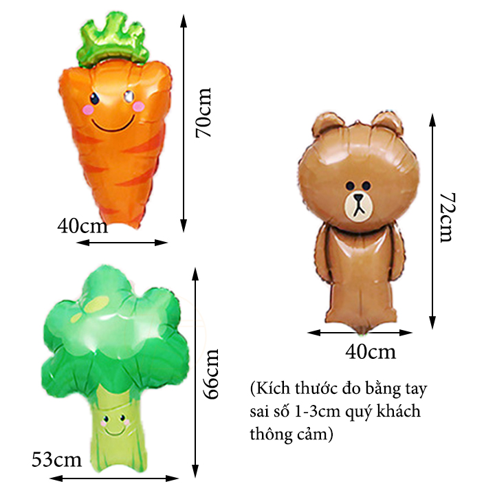 Bộ Bong bóng Happy Birthday trang trí sinh nhật thôi nôi mẫu gấu nâu cà rốt cho các bé - Quà tặng sinh nhật cho bé