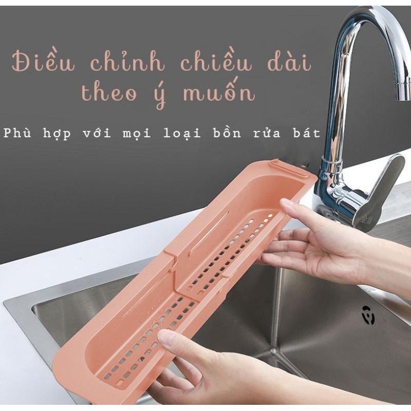 Kệ nhựa gác bồn rửa chén co giãn rút gọn đa năng nhựa Việt Nhật - Giá để đồ rửa chén bát gấp gọn gác cạnh bồn
