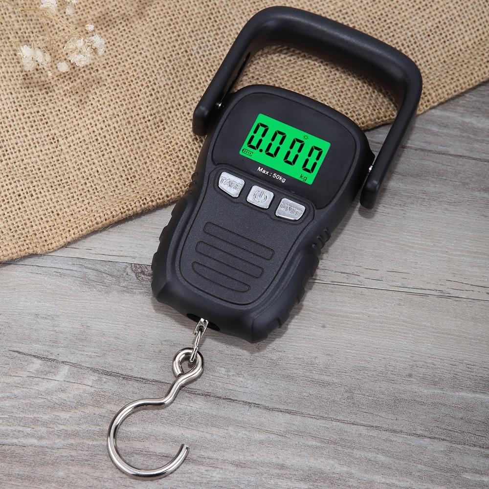 50kg Mini Portable Electronic Scale LED Screen with Backlight 1.5M Tapeline 5 Units Switch Home Daily Outdoor Wide Handle Electronic Scale