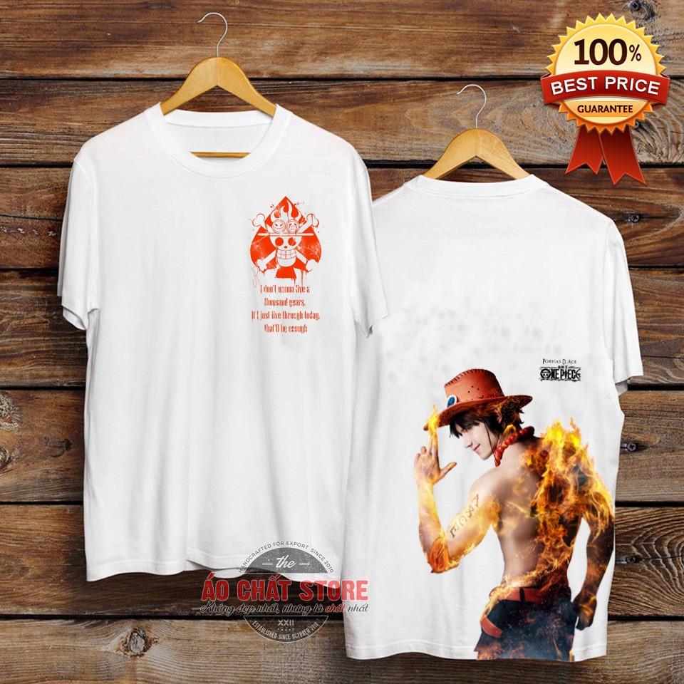 Áo Thun One Piece ACE Hỏa Quyền Thư Pháp Cao Cấp OP80