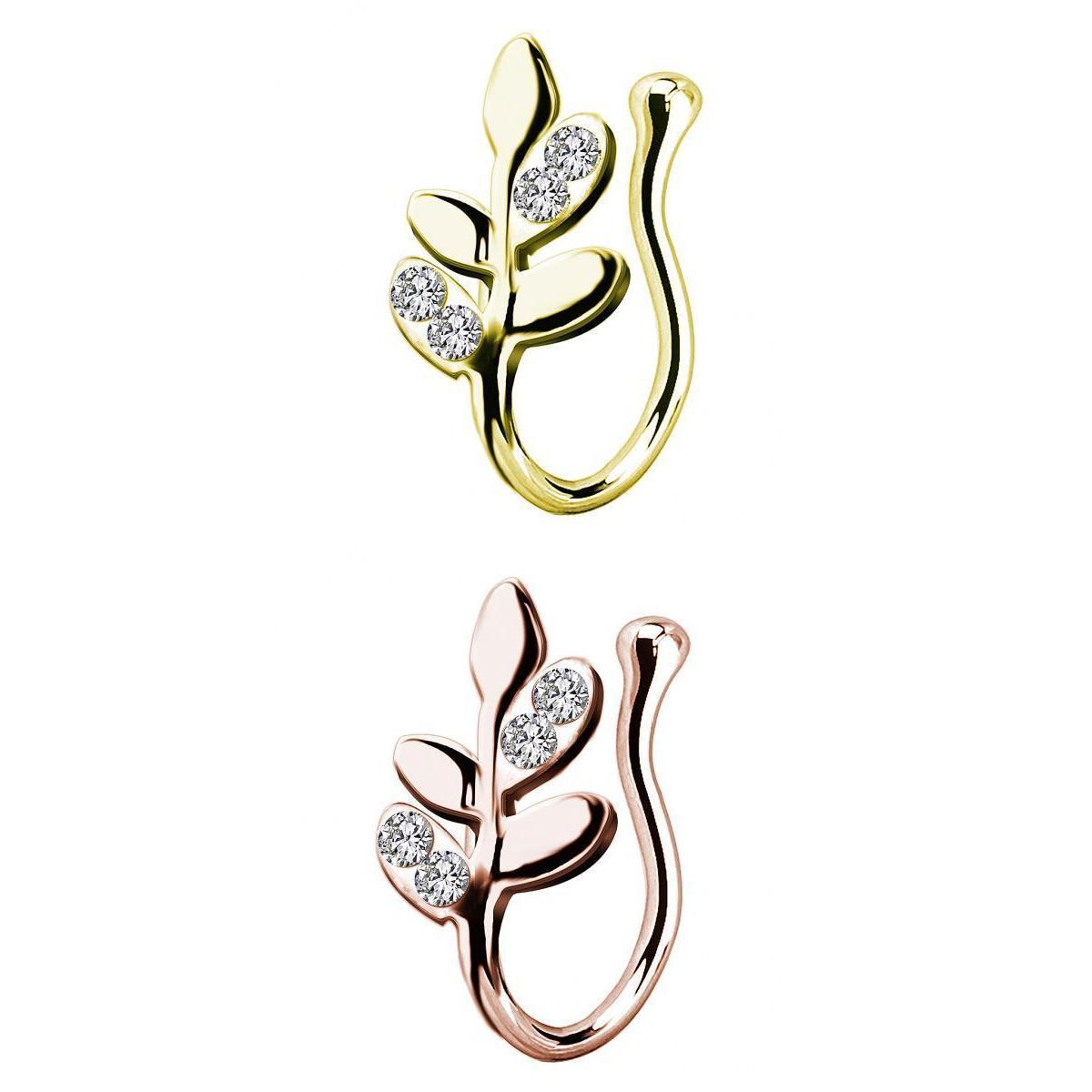 2x Crystal Fake Nose Rings 18G Faux Fake Lip Ear Nose Septum Ring 18 Gauge