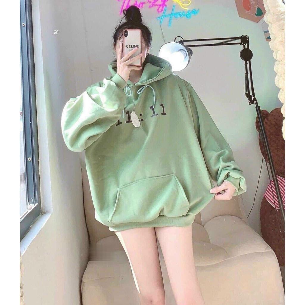 Áo Nỉ Hoodie Mũ 2 Lớp In 11:11 Hot Kiểu Dáng Hàn Quốc Phong Cách Năng Động Unisex Nữ