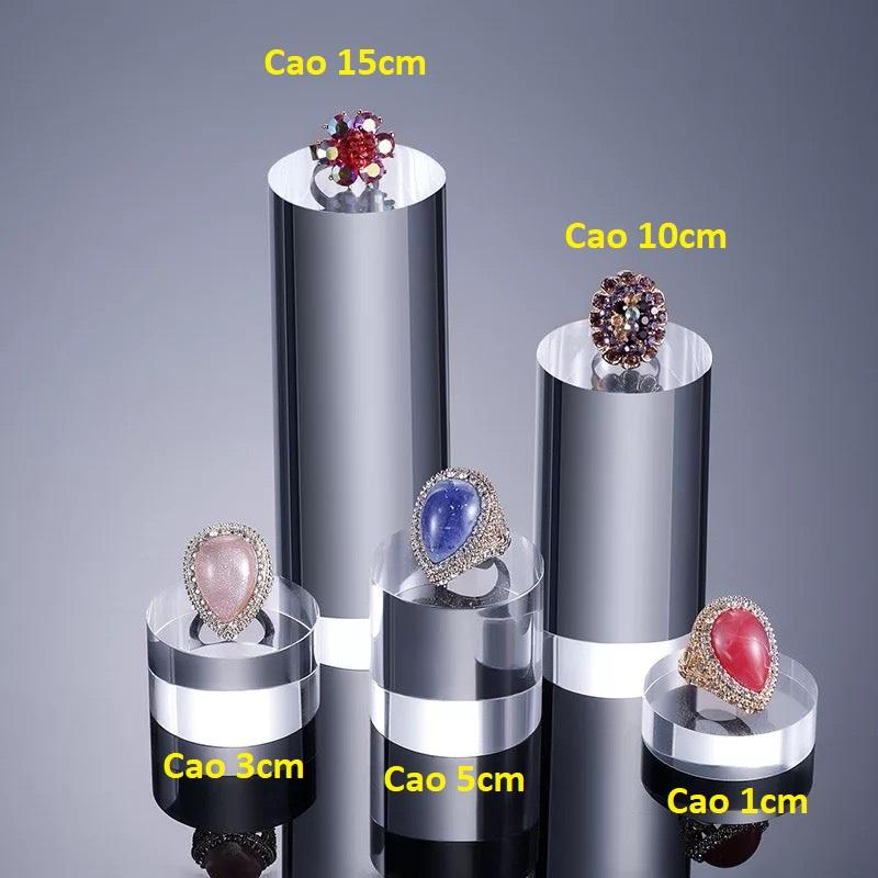 Kệ mica trưng bày sản phẩm hình trụ Dày 4cm, nhiều kích thước - Tròn