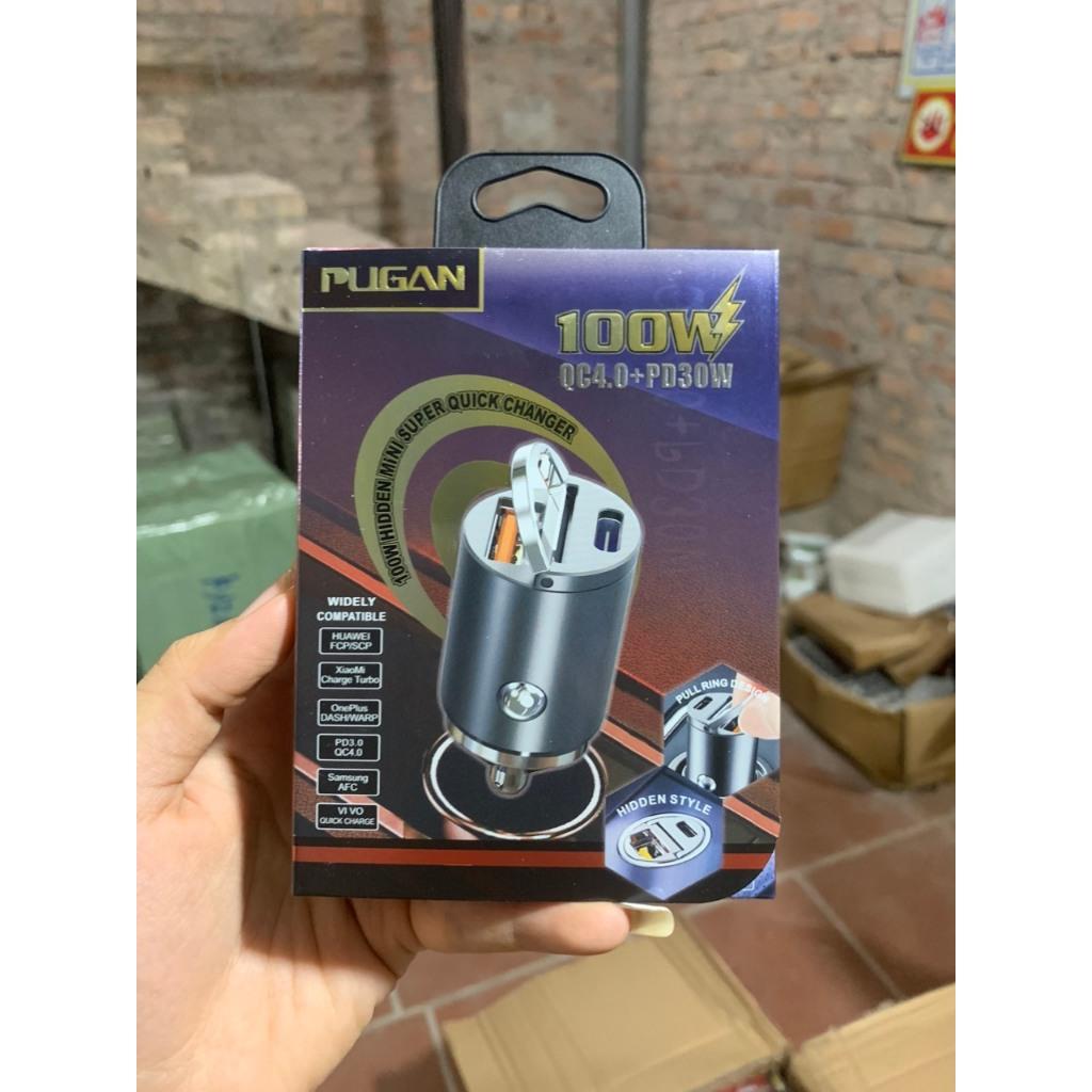 bộ tẩu sạc nhanh ô tô 100w 2 cổng USB và Type- C