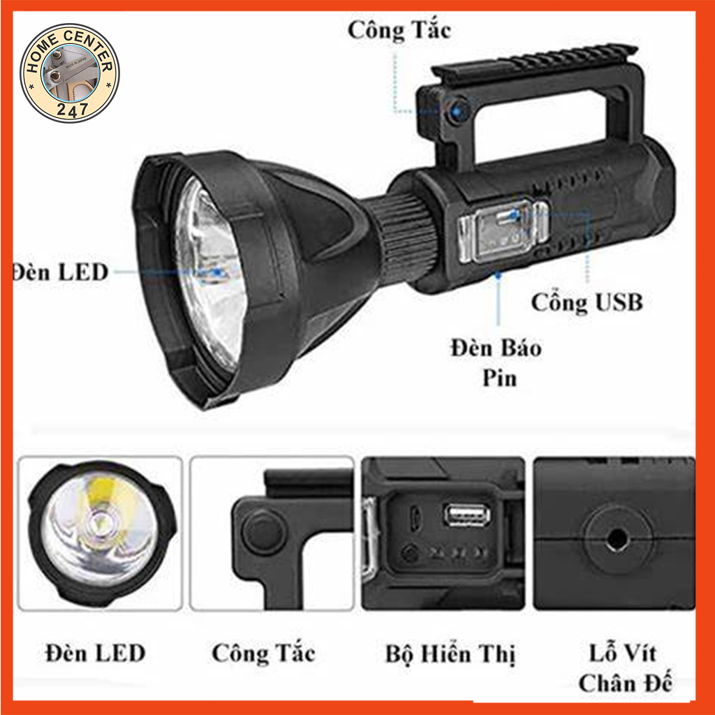 Đèn pin siêu sáng Flashlight F-901 Cầm Tay Chiếu Xa 500M , Pin Trâu , Chông Nước , 3 Chế Độ