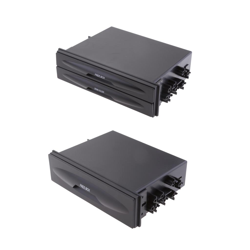 2xUniversal Car Truck Double Din Radio Bag Cup Holder Storage Box