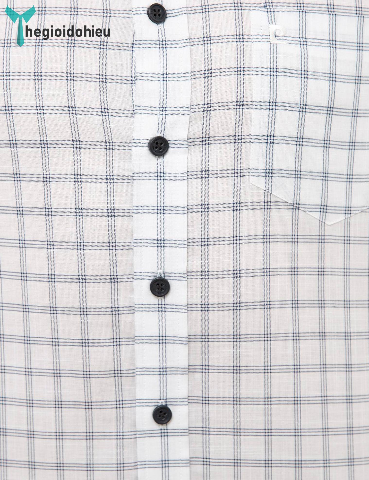 Áo sơ mi nam ngắn tay Pie Cardin PCShirt83 (Trắng caro nhỏ) - Hàng nhập khẩu - Có túi
