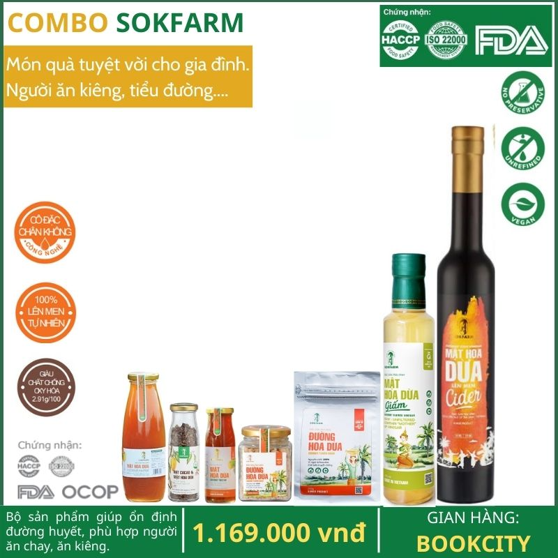 BỘ SẢN PHẨM MẬT HOA DỪA SOKFARM DÀNH CHO GIA ĐÌNH, NGƯỜI ĂN KIÊNG, ĂN CHAY, ỔN ĐỊNH ĐƯỜNG HUYẾT, CẢI THIỆN SỨC KHỎE