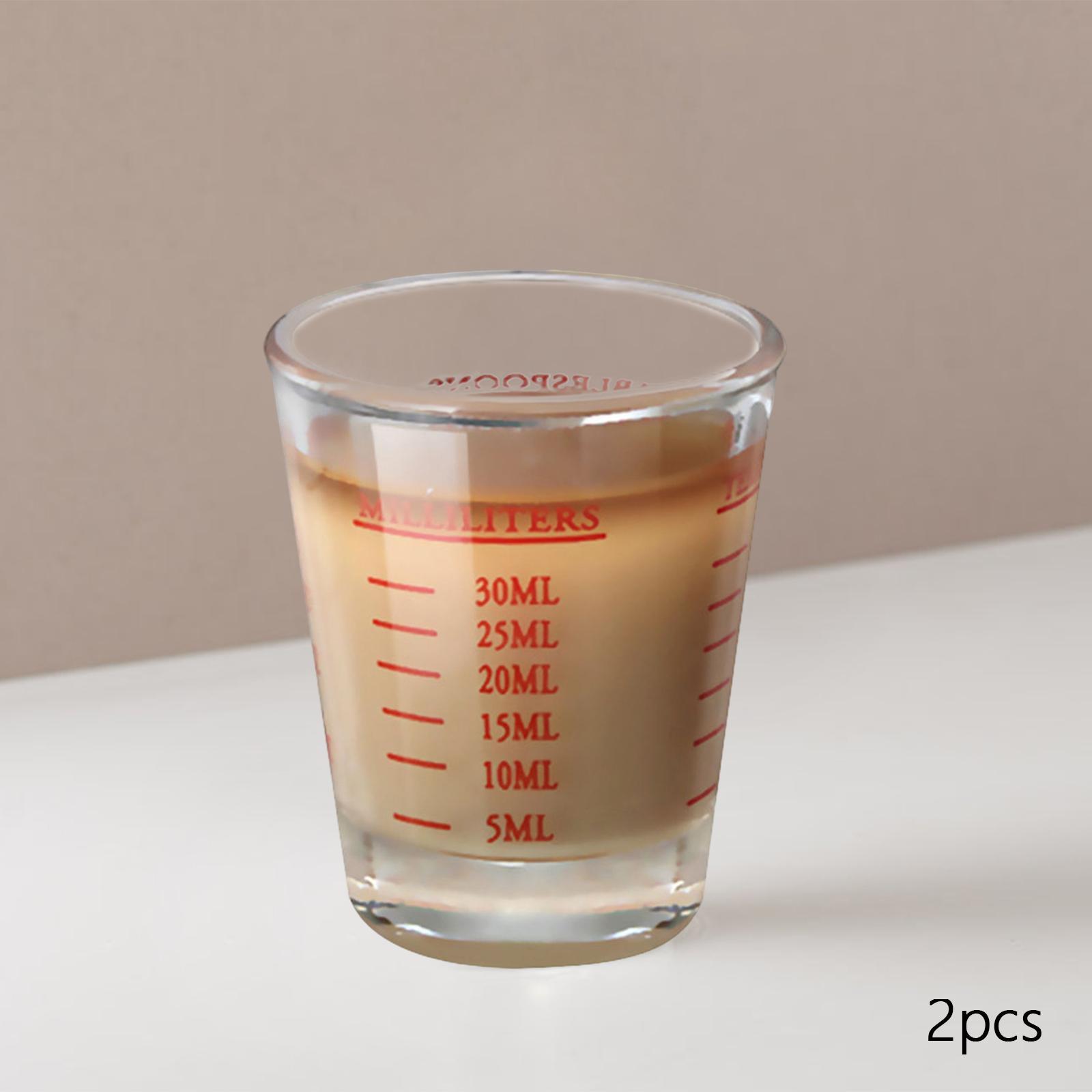 2x Clear Glass with Scale Glass Measuring Cup for Cafe