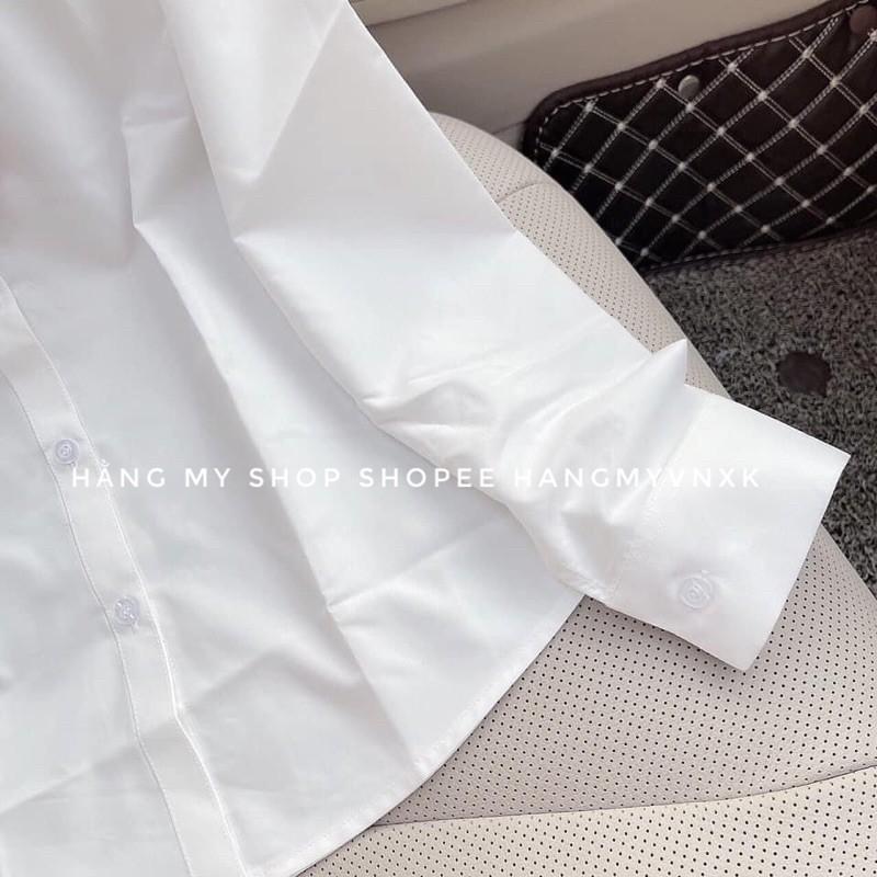 (Size 40-70kg) Áo Sơ Mi Nữ Trắng Dài Tay Cổ Đức Chất Đẹp Không Nhăn