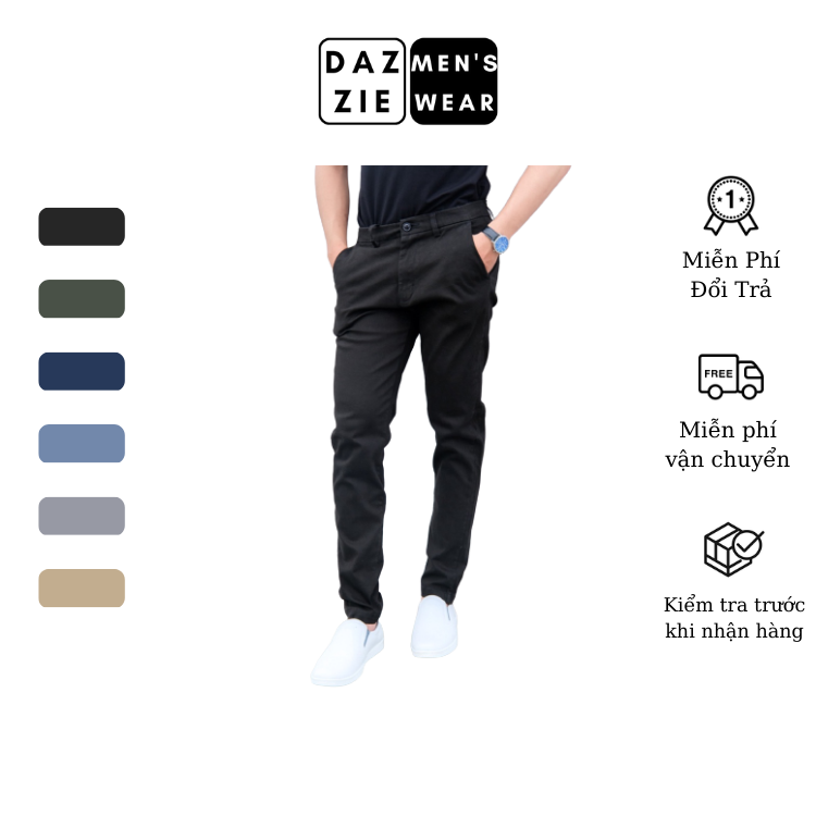 Quần Khaki Nam Dài DazzieMenwears chất Kaki mềm mịn, đa dạng màu dễ phối đồ, phù hợp mặc đi chơi, đi làm